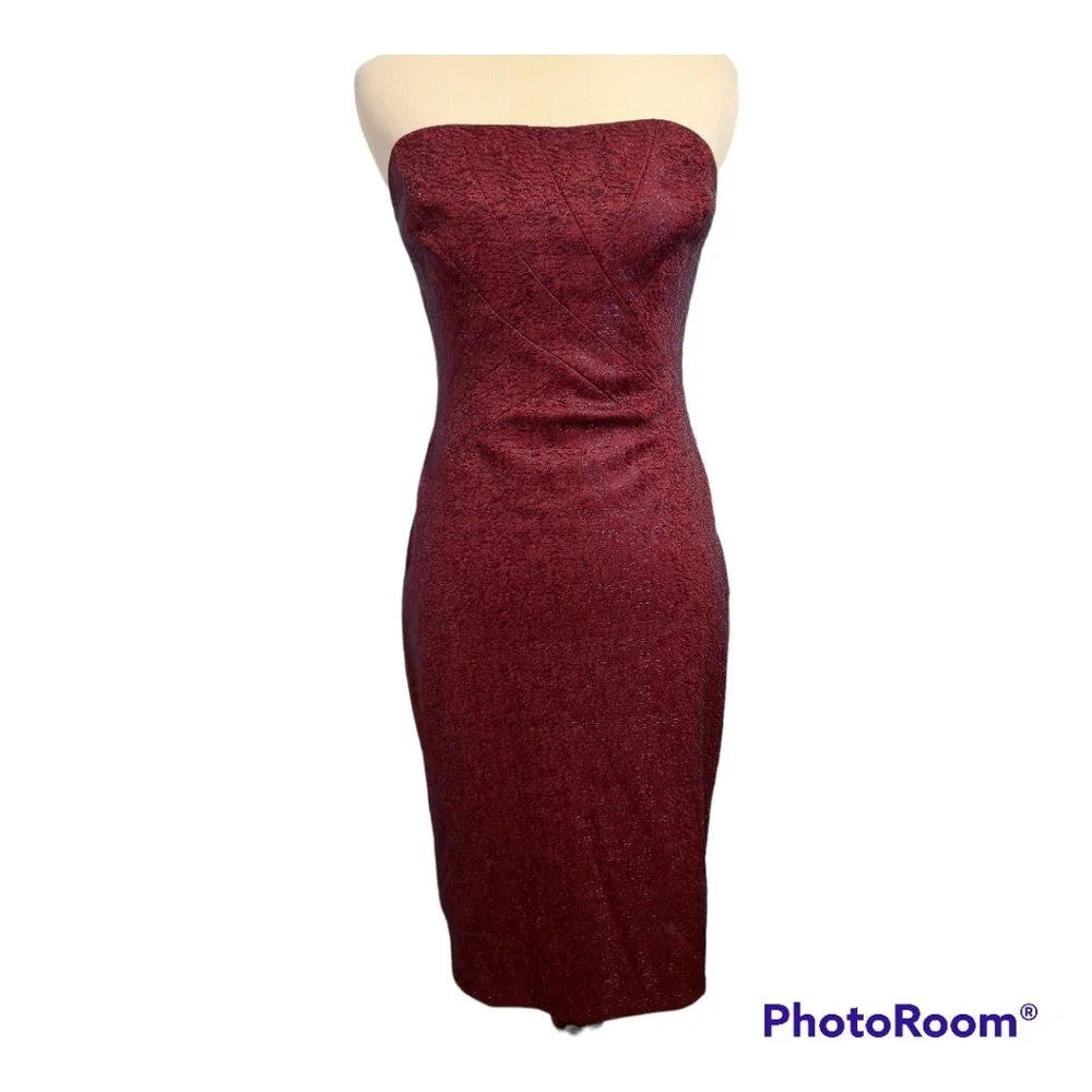 Kay Unger burgundy strapless dress - Picture 1 of 6